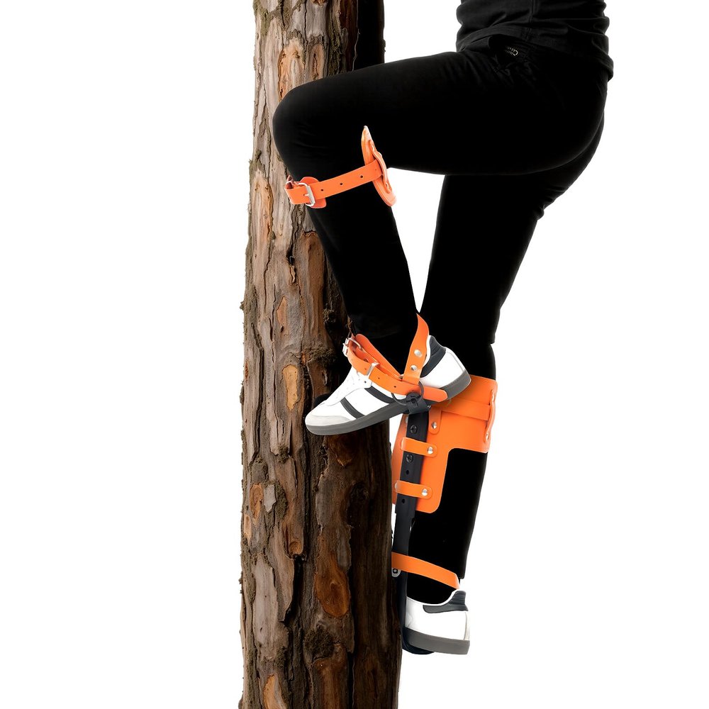 Tree Climbing Spike Set Tool with Adjustable Safety Harness Belt Lanyard Straps Carabiner Rope Non-Slip Pedal Gear for Outdoor Fruit Pick Hunting Observation Jungle Survival