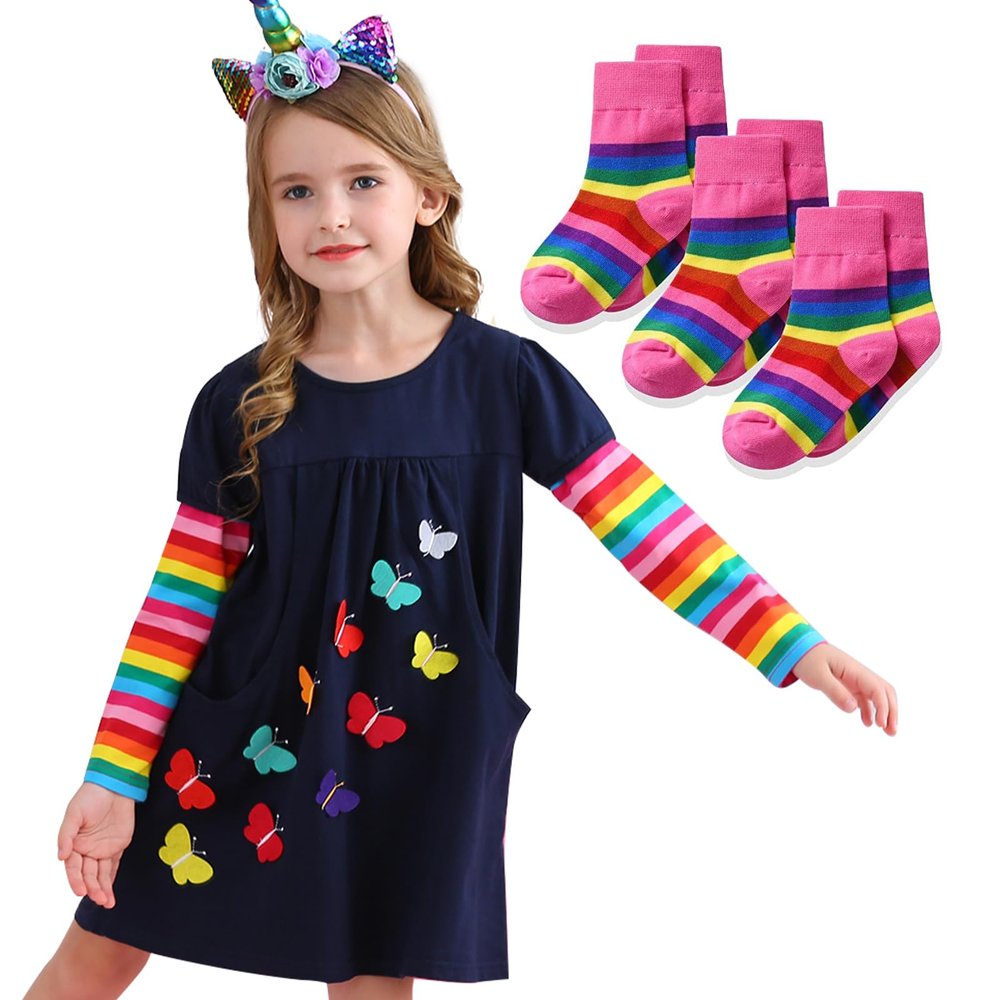 VIKITA Girls Winter Dress & Tights LH5805+SF5003-10T