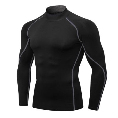 Men's Compression Shirts Long Sleeve Athletic Running Tops Football Turtle Neck Shirts Sport Baselayer Undershirt