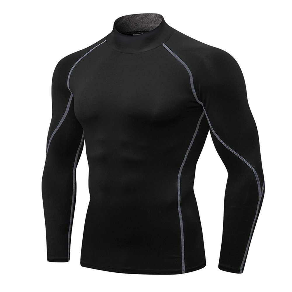 Men's Compression Shirts Long Sleeve Athletic Running Tops Football Turtle Neck Shirts Sport Baselayer Undershirt