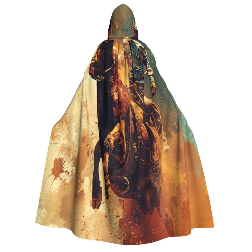 Jyckat Cool Bull Riding - Cosplay Robe Costume Hooded Cloak, Halloween Cosplay Costume Robe Cloak Cape