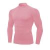 Men's Pink Compression Shirt Long Sleeve Athletic Running Tops Football Turtle Neck Shirts Sport Baselayer Undershirt view 1