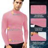 Men's Pink Compression Shirt Long Sleeve Athletic Running Tops Football Turtle Neck Shirts Sport Baselayer Undershirt view 4