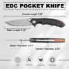 Zingbee 3.35" Pocket Knife with Glass Breaker & 3.35" Damascus Pocket Knife with Black Aluminum Handle view 2
