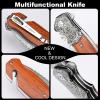 Zingbee 3.35" Pocket Knife with Glass Breaker & 3.35" Damascus Pocket Knife with Black Aluminum Handle view 4