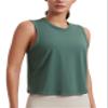 CRZ YOGA Pima Cotton High Neck Cropped Tank Tops for Women Soft Crop Workout Athletic Yoga Basic Sleeveless Shirts Graphite Green Medium view 1
