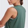 CRZ YOGA Pima Cotton High Neck Cropped Tank Tops for Women Soft Crop Workout Athletic Yoga Basic Sleeveless Shirts Graphite Green Medium view 4