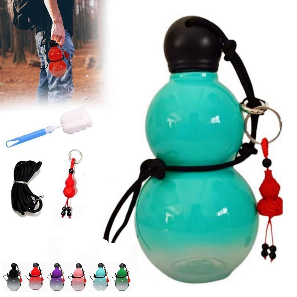 2024 New Gourd Water Bottle 30oz Chinese Retro-Inspired, Gourd Bottle, Water Bottle with Strap, Leak Proof Water Bottles, Reusable Portable Travel Large Capacity Durable Clear Water Bottle (B-Blue)