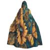 Jyckat Unflower Floral Butterflies Art - Cosplay Robe Costume Hooded Cloak, Halloween Cosplay Costume Robe Cloak Cape view 1