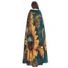 Jyckat Unflower Floral Butterflies Art - Cosplay Robe Costume Hooded Cloak, Halloween Cosplay Costume Robe Cloak Cape view 4