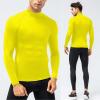 Mens Yellow Compression Shirt Long Sleeve Athletic Running Tops Football Turtle Neck Shirts Sport Baselayer Undershirt view 2