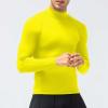 Mens Yellow Compression Shirt Long Sleeve Athletic Running Tops Football Turtle Neck Shirts Sport Baselayer Undershirt view 3