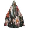 Jyckat Flowers Bunnies Birds - Cosplay Robe Costume Hooded Cloak, Halloween Cosplay Costume Robe Cloak Cape view 1