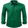 Alimens & Gentle Men's Dress Shirt Regular Fit Stretch Stain Shield Long Sleeve Solid Business Dark Green Button Down Shirt view 1