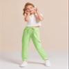 Haloumoning Girls Drawstring Cargo Jogger Pants Kids Quick Dry Slim Fit Sweatpants with Pockets 5-14Years Green view 2