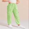 Haloumoning Girls Drawstring Cargo Jogger Pants Kids Quick Dry Slim Fit Sweatpants with Pockets 5-14Years Green view 3
