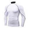 White Long Sleeve Compression Shirt Men Athletic Running Tops Football Turtle Neck Shirts Sport Baselayer Undershirt view 1