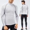 White Long Sleeve Compression Shirt Men Athletic Running Tops Football Turtle Neck Shirts Sport Baselayer Undershirt view 2