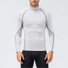 White Long Sleeve Compression Shirt Men Athletic Running Tops Football Turtle Neck Shirts Sport Baselayer Undershirt view 3