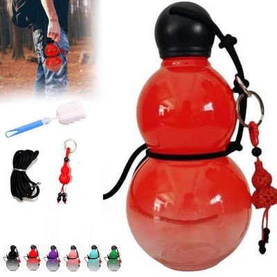 2024 New Gourd 30oz Chinese Retro-Inspired, Gourd Bottle with Strap, Leak Proof Reusable Portable Travel Durable Clear Water Bottle (D-Red)