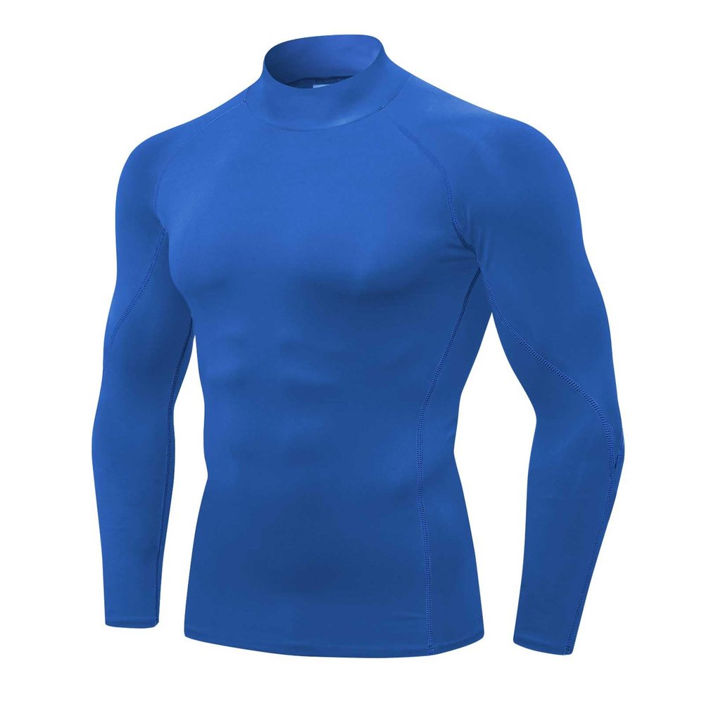 Men's Compression Shirts Long Sleeve Athletic Running Tops Football Turtle Neck Shirts Sport Baselayer Undershirt