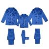2025 Family Satin Christmas Pajamas Sets Solid Silk Xmas Pjs Matching Sets Soft Sleepwear for Mens Womens Adults Kids Kid Blue view 1