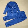 2025 Family Satin Christmas Pajamas Sets Solid Silk Xmas Pjs Matching Sets Soft Sleepwear for Mens Womens Adults Kids Kid Blue view 3