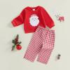 ITFABS 0-4T Baby Boy Girl Fall Winter Clothes Christmas Outfit Santa Deer Sweatshirt Tops Pants Toddler Christmas Clothes (Red plaid, 3-4 Years) view 2