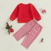 ITFABS 0-4T Baby Boy Girl Fall Winter Clothes Christmas Outfit Santa Deer Sweatshirt Tops Pants Toddler Christmas Clothes (Red plaid, 3-4 Years) view 3