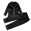 2025 Family Satin Christmas Pajamas Sets Solid Silk Xmas Pjs Matching Sets Soft Sleepwear for Mens Womens Adults Kids Kid Black view 2