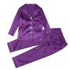 2025 Family Satin Christmas Pajamas Sets Solid Silk Xmas Pjs Matching Sets Soft Sleepwear for Mens Womens Adults Kids Kid Purple view 2