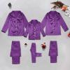 2025 Family Satin Christmas Pajamas Sets Solid Silk Xmas Pjs Matching Sets Soft Sleepwear for Mens Womens Adults Kids Kid Purple view 3