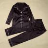 2025 Family Satin Christmas Pajamas Sets Solid Silk Xmas Pjs Matching Sets Soft Sleepwear for Mens Womens Adults Kids Kid Coffee view 3
