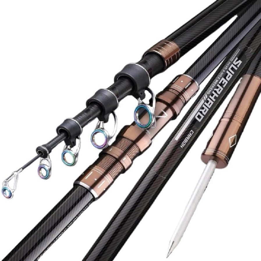 7Ft 9Ft 12Ft 13Ft 14Ft 15Ft Telescopic Fishing Rod Carbon Portable Spinning Fishing Pole for Boat Saltwater and Freshwater Surfcasting Baitcasting Rod Long Distance Throwing Fishing Rod (3.6M/12Ft)