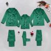 2025 Family Satin Christmas Pajamas Sets Solid Silk Xmas Pjs Matching Sets Soft Sleepwear for Mens Womens Adults Kids Kid Green view 2