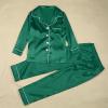 2025 Family Satin Christmas Pajamas Sets Solid Silk Xmas Pjs Matching Sets Soft Sleepwear for Mens Womens Adults Kids Kid Green view 3
