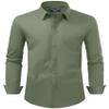 Alimens & Gentle Men's Dress Shirt Regular Fit Stretch Stain Shield Long Sleeve Solid Business Wedding Button Down Shirts,Olive Green,X-Large view 1