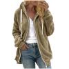 AQAYL Faux Fur Coat Women Zip up Long Hoodies Long Sleeve Hooded Jacket Drawstring Hoodies Warm Winter Coats Fashion Outfits Khaki view 1