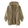 AQAYL Faux Fur Coat Women Zip up Long Hoodies Long Sleeve Hooded Jacket Drawstring Hoodies Warm Winter Coats Fashion Outfits Khaki view 2