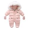AIMAOMI Warm Baby Winter Clothes Hooded Snowsuit Outerwear Onesi + Gloves Toddler Snow Wear Winter Clothes (Pink, 12-18 Months) view 1