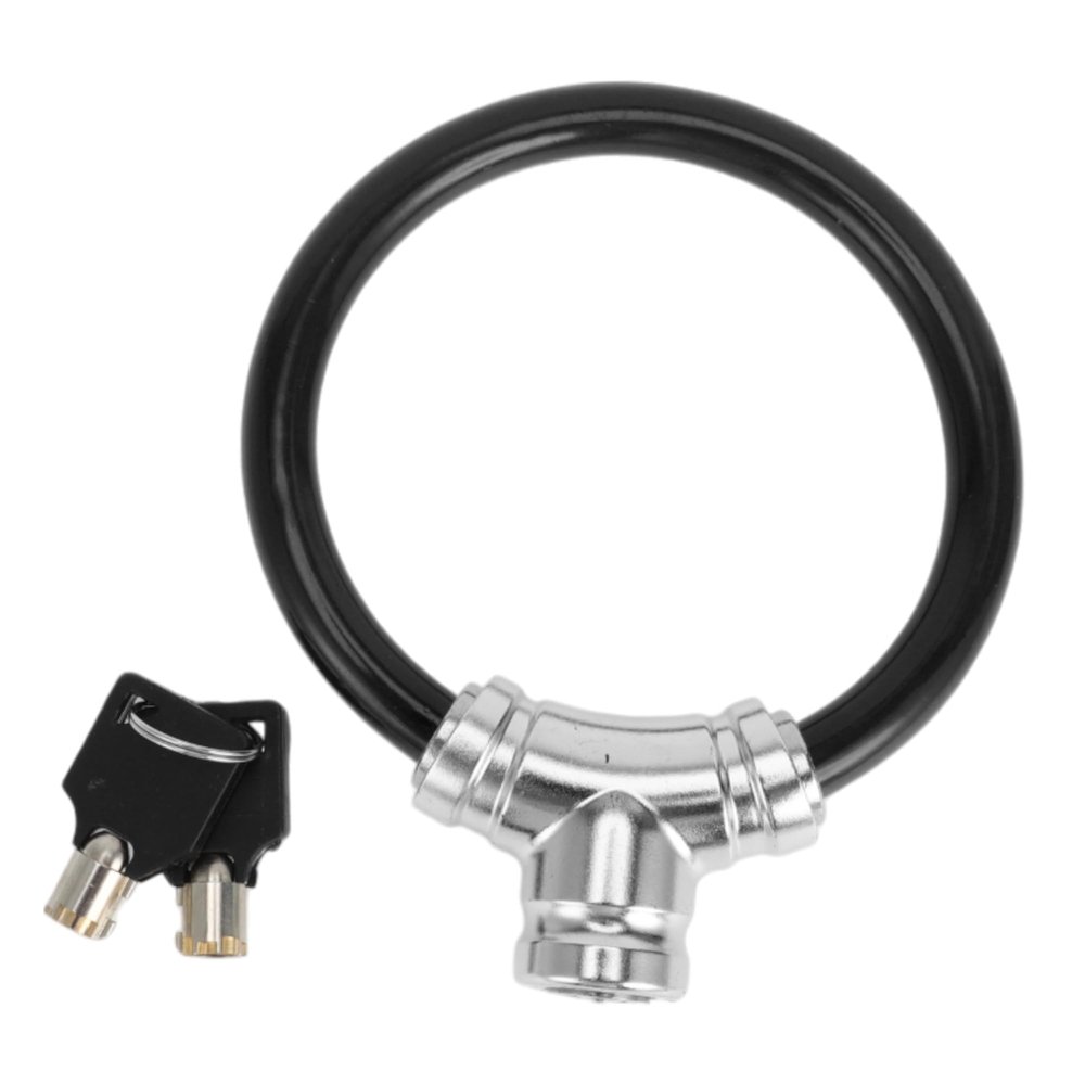 Hihaha Bicycle Lock with Key/Portable Ring Cable Anti-Theft Bike Lock for Mountain Bike Road Bike/Mini Ring Lock Alloy ABS PVC 39cm / 1 Pc Black