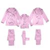 2025 Family Satin Christmas Pajamas Sets Solid Silk Xmas Pjs Matching Sets Soft Sleepwear for Mens Womens Adults Kids Kid Pink view 1