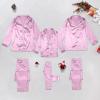 2025 Family Satin Christmas Pajamas Sets Solid Silk Xmas Pjs Matching Sets Soft Sleepwear for Mens Womens Adults Kids Kid Pink view 2