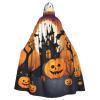MUFLVDX Happy-Halloween-Vector Unisex Hooded Robe Cloak Halloween Cool Cosplay Witch Costume Adults Cloak Party Cape view 1