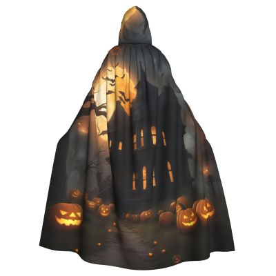 MUFLVDX Happy-Halloween-Day-Trick-Or-Treat Unisex Hooded Robe Cloak Halloween Cool Cosplay Witch Costume Adults Cloak Party Cape