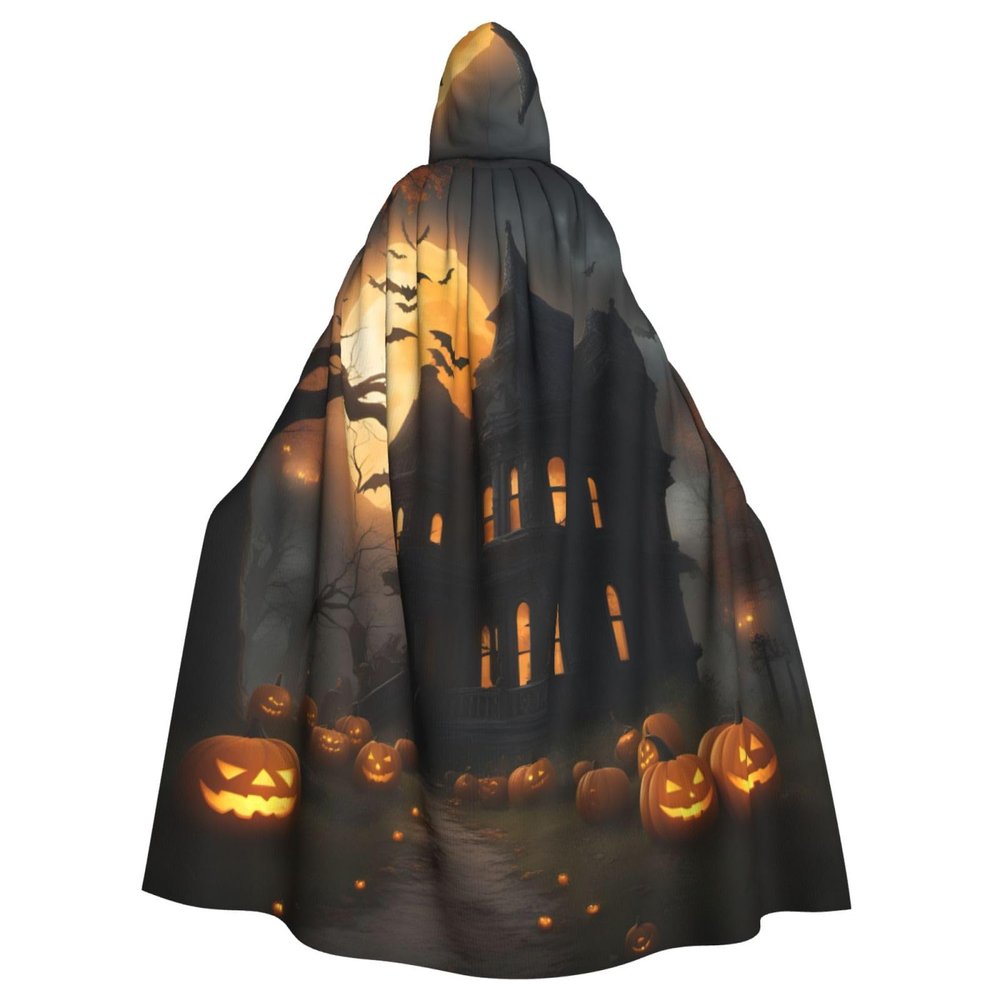 MUFLVDX Happy-Halloween-Day-Trick-Or-Treat Unisex Hooded Robe Cloak Halloween Cool Cosplay Witch Costume Adults Cloak Party Cape