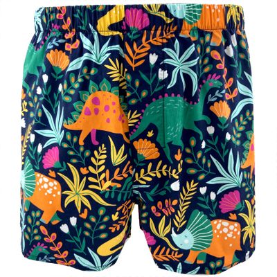 ROCK ATOLL Men's Traditional Cotton Boxer Shorts in Fun Unusual Pattern & Bold Prints (Small, Black Dinosaur Print)