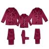 2025 Family Satin Christmas Pajamas Sets Solid Silk Xmas Pjs Matching Sets Soft Sleepwear for Mens Womens Adults Kids Kid Wine view 1