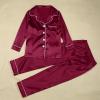 2025 Family Satin Christmas Pajamas Sets Solid Silk Xmas Pjs Matching Sets Soft Sleepwear for Mens Womens Adults Kids Kid Wine view 3