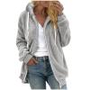 AQAYL Faux Fur Coat Women Zip up Long Hoodies Long Sleeve Hooded Jacket Drawstring Hoodies Warm Winter Coats Fashion Outfits Gray view 1